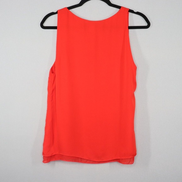 DVF Diane Von Furstenberg Blouse Womens Sz Small Red Silk Sleeveless Chiffon - Picture 9 of 9